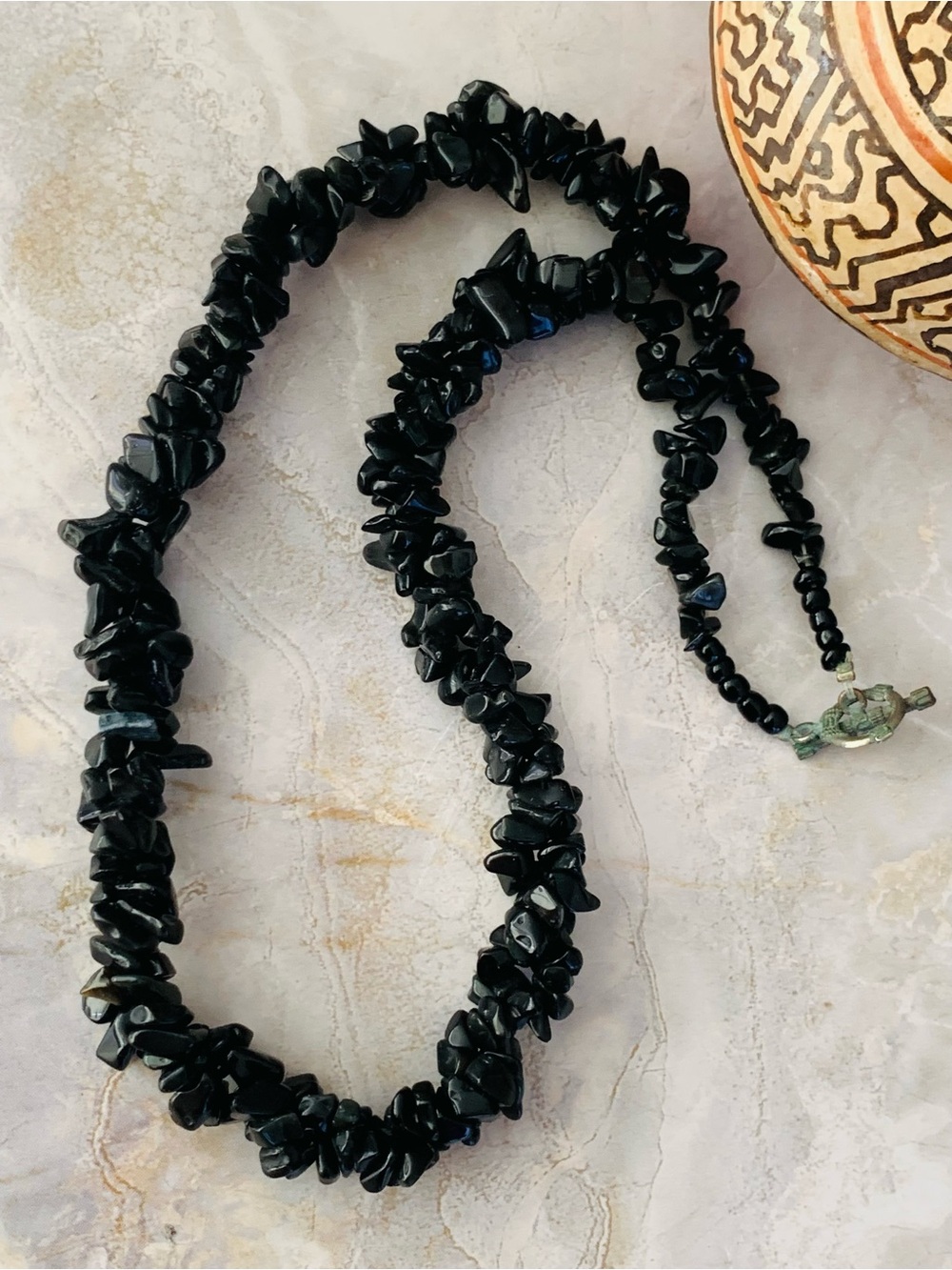 Black Onyx Chip Stone Beaded Necklace